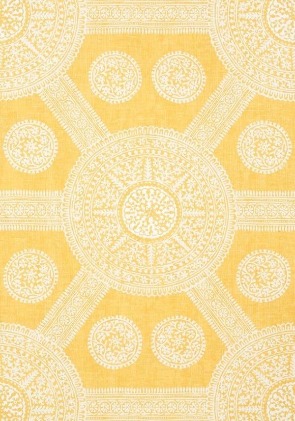 Papel pintado de medallones en color amarillo Stonington T10639