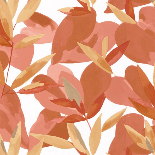 Papel pintado de hojas en tonos naranjas Influence 102153003