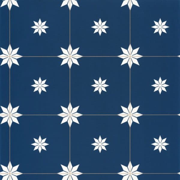 Papel pintado de mosaico de estrellas en color blanco sobre fondo azul Trendy Tiles 102716202