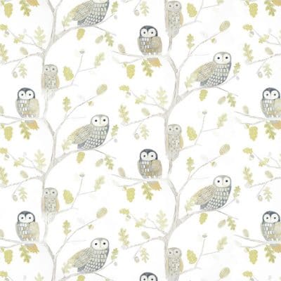 Papel pintado infantil en color verde Little Owls 112627