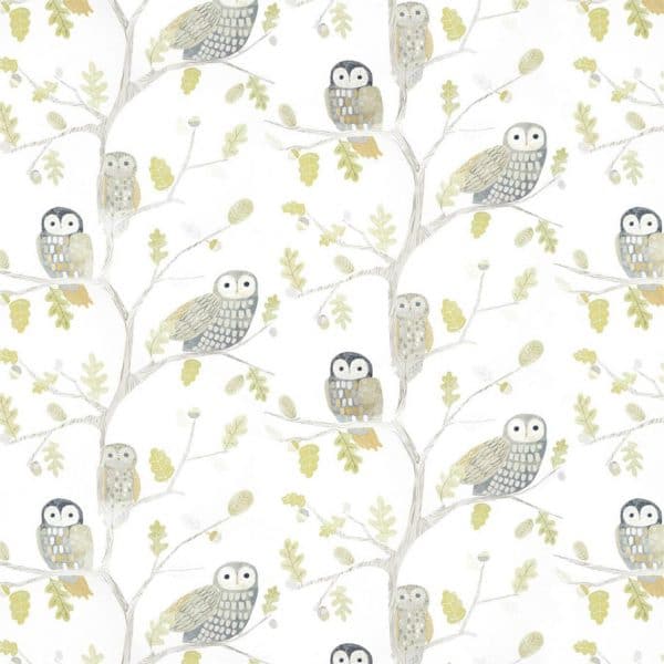 Papel pintado infantil en color verde Little Owls 112627
