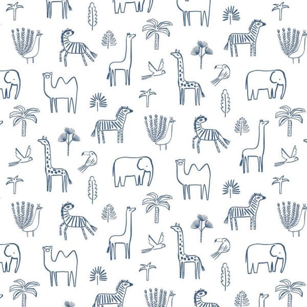 Papel pintado infantil en color azul Funky Jungle 112630