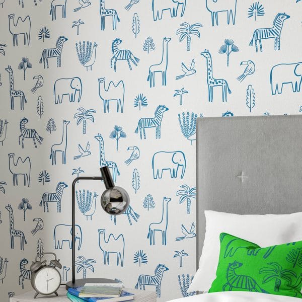 Papel pintado infantil en color azul Funky Jungle 112630 - Imagen 4