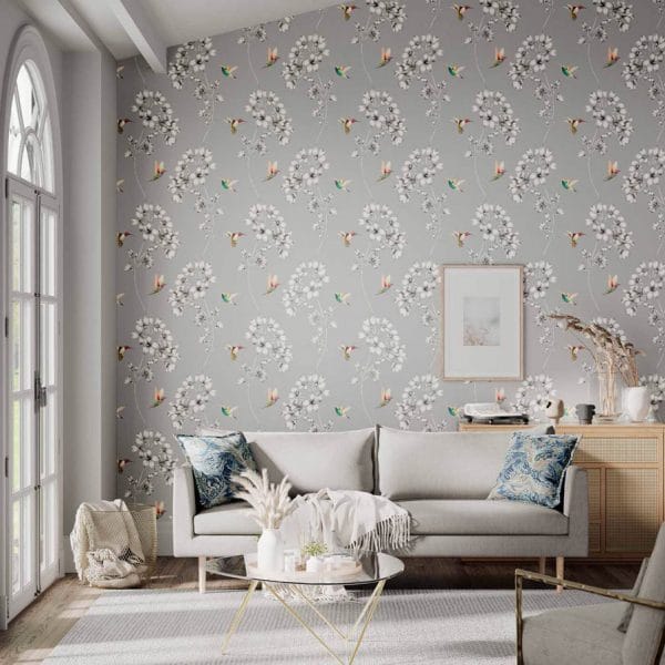 Papel pintado de estampado floral en color gris Amazilia 112605 - Imagen 3