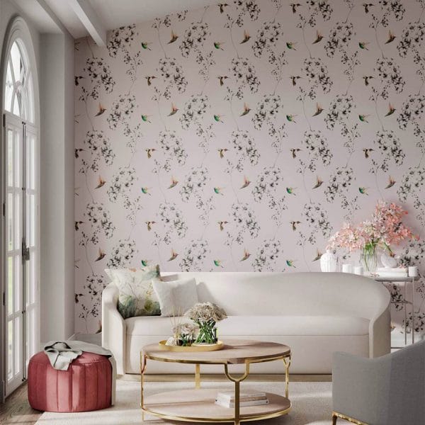 Papel pintado de estampado floral en color rosa claro Amazilia 112606 - Imagen 3