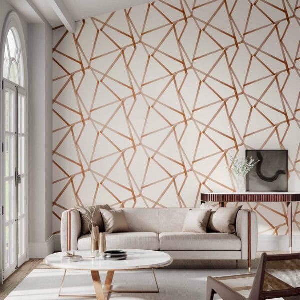 Papel pintado geométrico en naranja cobre Sumi 112598 - Imagen 3