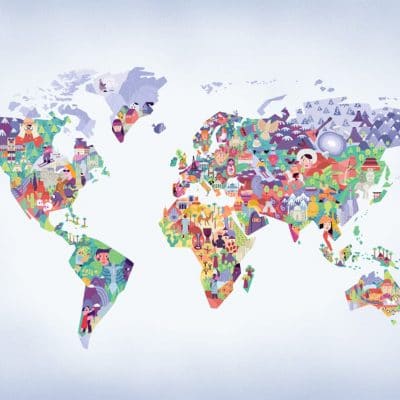 Mural de papel pintado infantil mapa en multicolor Diversity Map 9700060