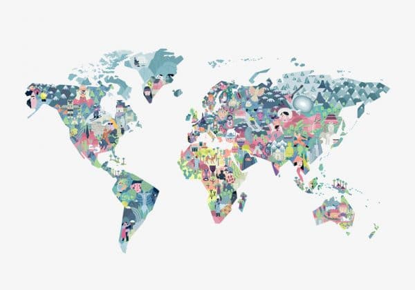 Mural de papel pintado infantil mapa en multicolor Diversity Map 9700061