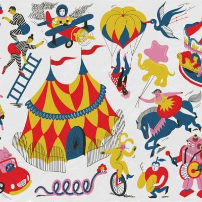 Mural de papel pintado infantil circo multicolor Magic Circus 9700110