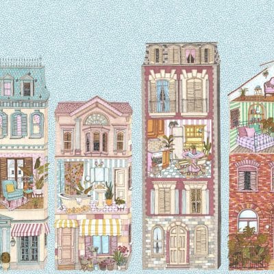 Mural de papel pintado infantil casa de muñecas en multicolor Dolls House 9700121
