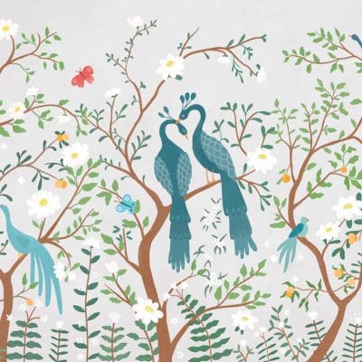 Mural de papel pintado de flores infantil en color natural Edo Kids 9700133