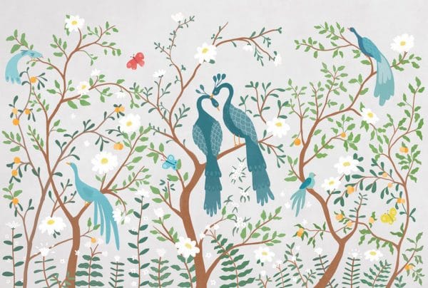 Mural de papel pintado de flores infantil en color natural Edo Kids 9700133