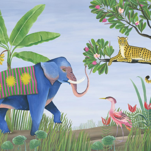 Mural de papel pintado de animales infantil multicolor Jungle Friends 9700150