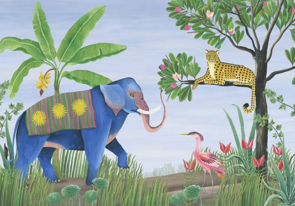 Mural de papel pintado de animales infantil multicolor Jungle Friends 9700150