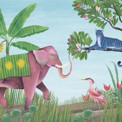 Mural de papel pintado de animales infantil multicolor Jungle Friends 9700151