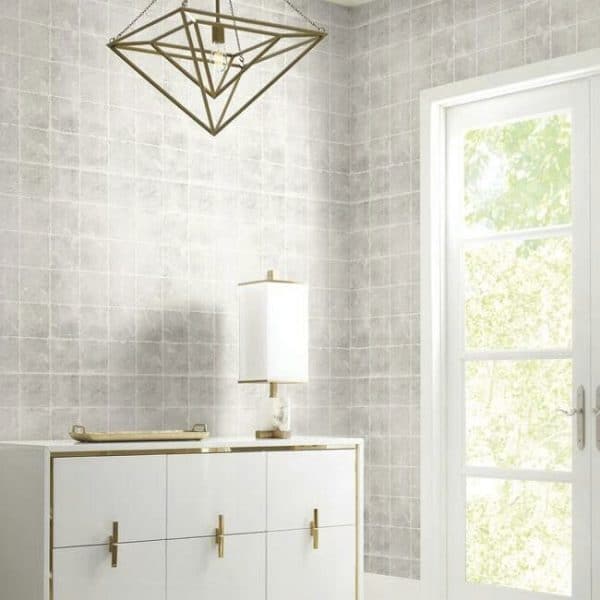 Papel pintado de mosaico en color gris Metal Leaf Squares KT2101 - Imagen 4
