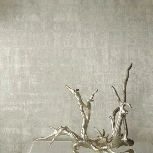 Papel pintado de mosaico en color beige plateado Liquid Metal KT2134 - Imagen 3