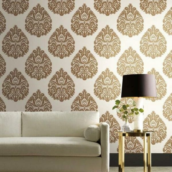 Papel pintado de damasco en color dorado Teardrop Damask KT2141 - Imagen 4
