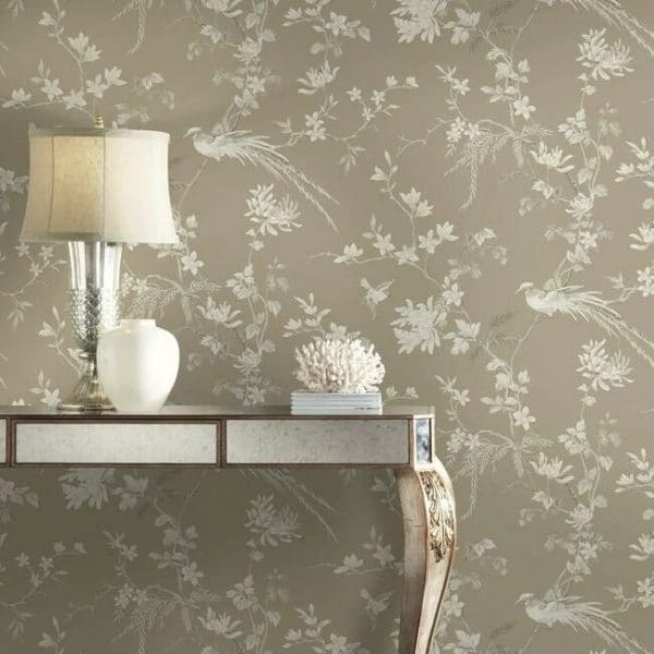 Papel pintado de flores en color marrón Bird And Blossom Chinoserie KT2172 - Imagen 3