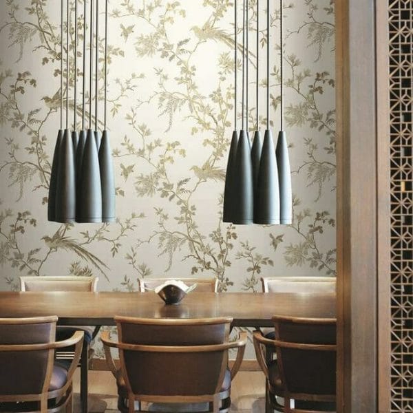 Papel pintado de flores en color beige Bird And Blossom Chinoserie KT2174 - Imagen 3