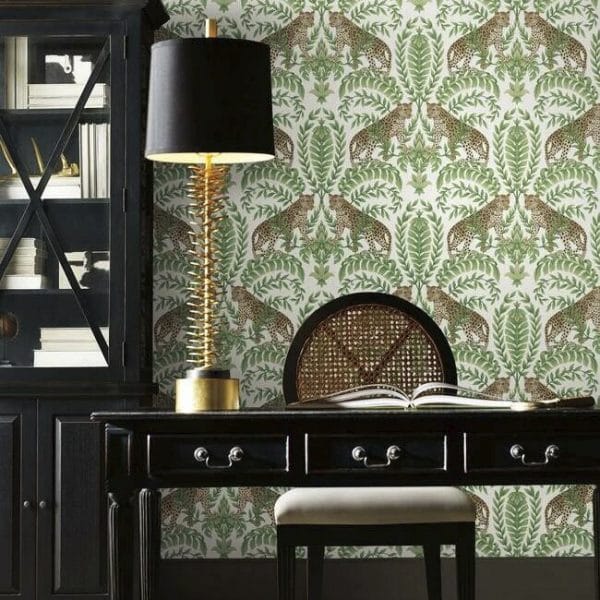 Papel pintado de animales en color verde Jungle Leopard KT2203 - Imagen 4