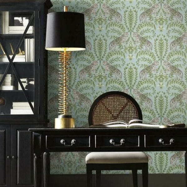 Papel pintado de animales en color turquesa Jungle Leopard KT2204 - Imagen 4
