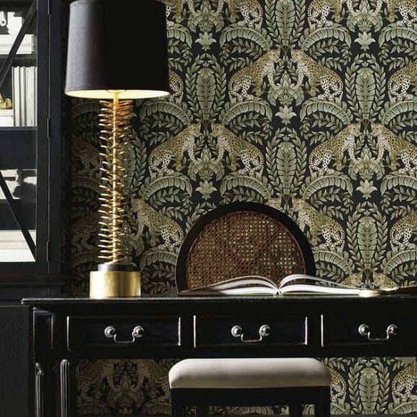 Papel pintado de animales en color negro y verde Jungle Leopard KT2205 - Imagen 4