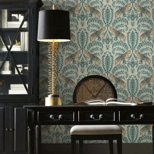 Papel pintado de animales en color verde Jungle Leopard KT2206 - Imagen 4