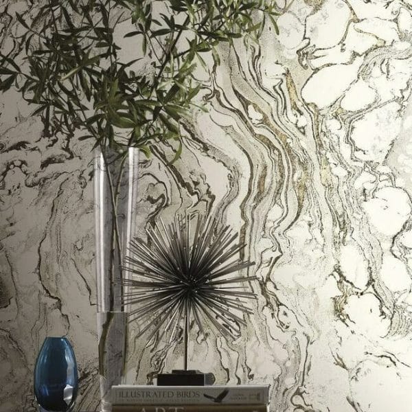 Papel pintado en acabado natural en color gris y blanco Polished Marble KT2221 - Imagen 4
