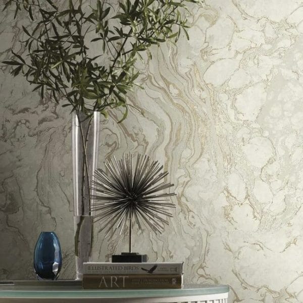Papel pintado en acabado natural en color beige y dorado Polished Marble KT2223 - Imagen 4