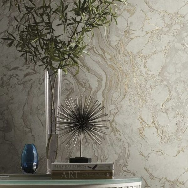 Papel pintado en acabado natural en color marrón grisáceo Polished Marble KT2225 - Imagen 4