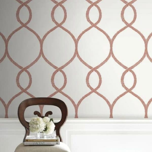 Papel pintado geométrico en color naranja Laurel Leaf Ogee KT2236 - Imagen 4
