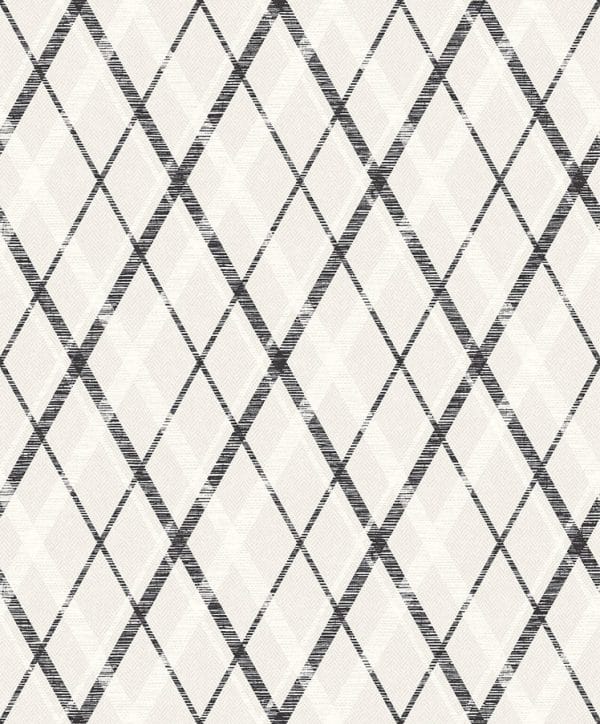 Papel pintado de rombos en negro y blanco Chess 9400313