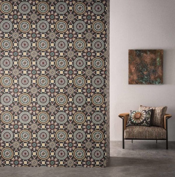 Papel pintado de mosaico en color azul claro Rosetta W7337-02 - Imagen 3