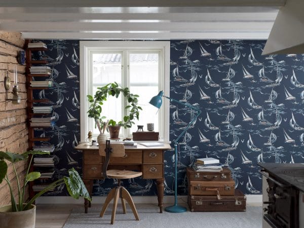 Papel pintado de barcos en color azul oscuro Sailboats 8853 - Imagen 4