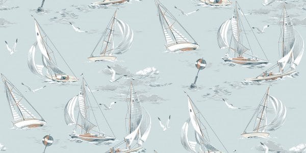 Papel pintado de barcos en color azul claro Sailboats 8854