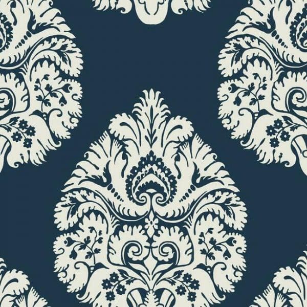 Papel pintado de damasco en color azul Teardrop Damask KT2143