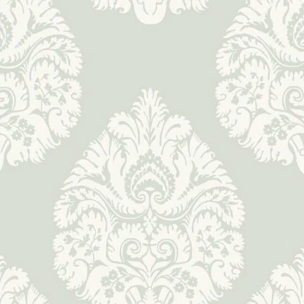 Papel pintado de damasco en color gris suave Teardrop Damask KT2145