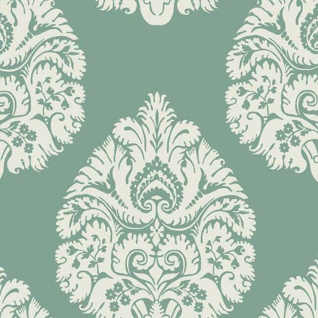 KT2231 Green Laurel Leaf Ogee Wallpaper