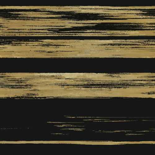 Papel pintado de rayas en color negro y dorado metálico Horizontal Dry Brush KT2151