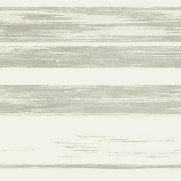 Papel pintado de rayas en color blanco y gris Horizontal Dry Brush KT2155