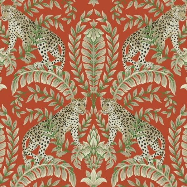 Papel pintado de animales en color naranja Jungle Leopard KT2201