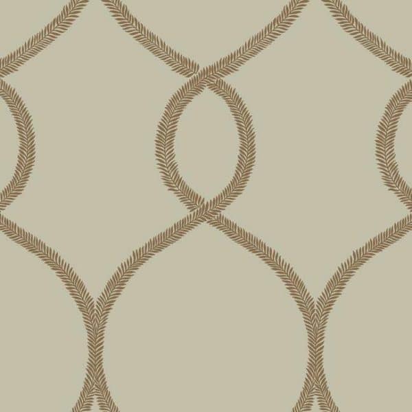 Papel pintado geométrico en color marrón Laurel Leaf Ogee KT2237
