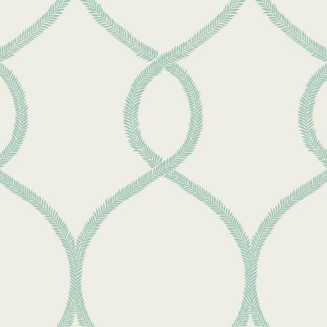 KT2231 Green Laurel Leaf Ogee Wallpaper