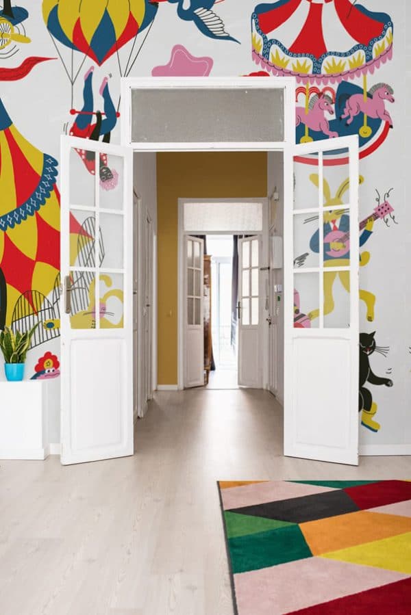 Mural de papel pintado infantil circo en color verde Magic Circus 9700113 - Imagen 3