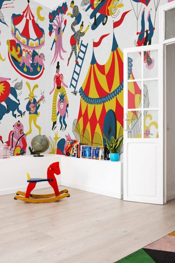 Mural de papel pintado infantil circo en color verde Magic Circus 9700113 - Imagen 4