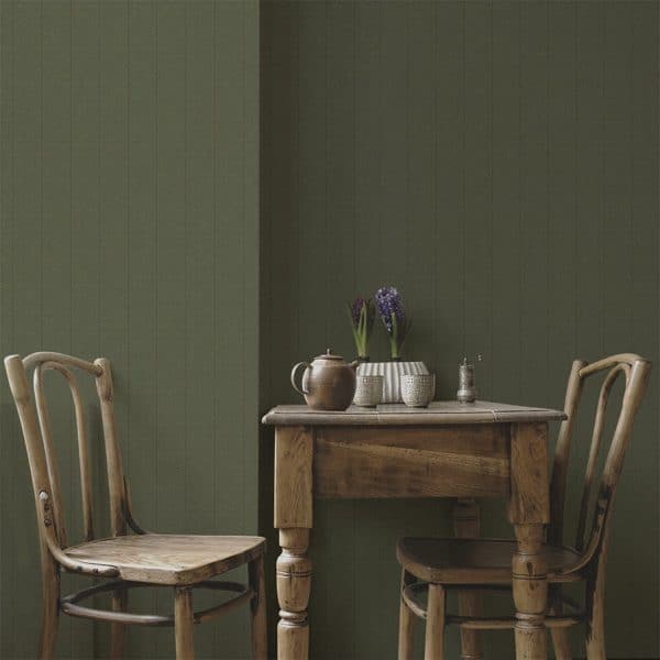 Papel pintado de rayas en color verde Khaki 9400208 - Imagen 3