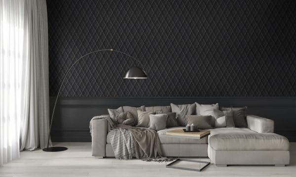 Papel pintado de rombos en negro y gris Black 9400314 - Imagen 3