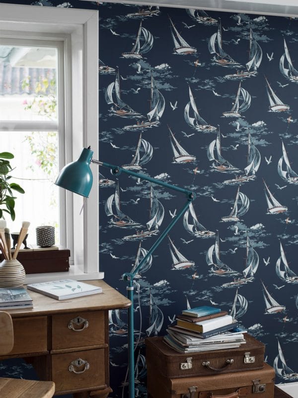 Papel pintado de barcos en color azul oscuro Sailboats 8853 - Imagen 3