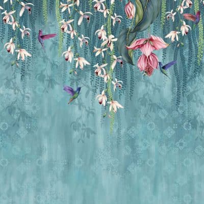 Mural de papel pintado de flores en color verde Trailing Orchid W7334-01